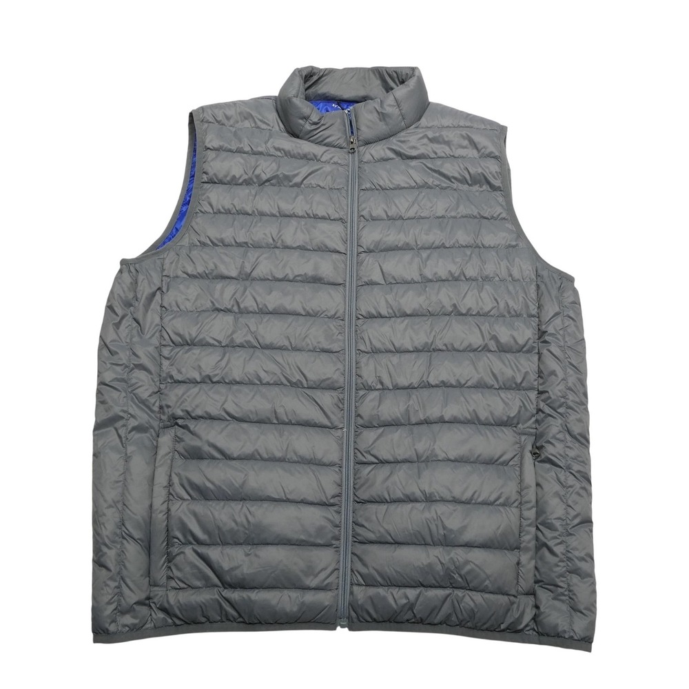 F/X Fusion Vest‎ Mens 2XLT Gray Down Puffer Quilted Zip Pockets Travel Outdoor